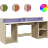Maison Chic Pisalna miza - pisarniška miza - Računalniška miza z LED lučkami sonoma hrast 200x55x91 cm inž. les, (21785462) | Shoptok.si