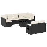  10-dijelni set vrtnih sofa s jastucima crni od poliratana | shoptok.hr