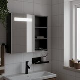  Kupaonski ormarić s ogledalom i LED svjetlom crni 60x13x52 cm | shoptok.hr