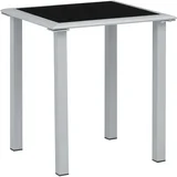 vidaXL 310541 Garden Table Black and Silver 41x41x45 cm Steel and Glass, (20963017)