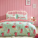 Catherine Lansfield Zelena/rožnata podaljšana posteljnina za zakonsko posteljo 230x220 cm Santa's Howdy Christmas – | Shoptok.si