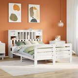 vidaXL Knjižna postelja brez vzmetnice bela 150x200 cm trdna borovina | Shoptok.si
