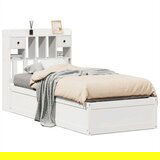 vidaXL Posteljni okvir brez vzmetnice bel 75x190 cm trdna borovina | Shoptok.si