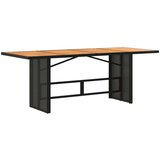 vidaXL Vrtni stol s pločom od drva bagrema crni 190x80x75 cm poliratan | shoptok.hr
