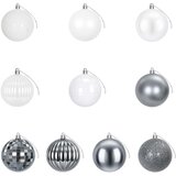  Set božićnih kuglica 50 kom. Bijela i siva 8 cm Polistiren | shoptok.hr