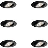 QAZQA Professional Set van 6 inbouwspots zwart 6,8cm incl. LED 750 lm dimbaar IP23 - Gaius u