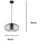  Luster na sajli CORRINI 1xE27/60W/230V, prečnik 34 cm, crna/siva | Eponuda.com
