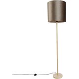 QAZQA Vloerlamp hout met velours kap taupe 40cm - Mels | Shoptok.si