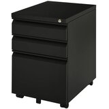  Kontejner na kotačiće 3 ladice 5 kotačića sustav za vješanje spisa zaključavanje čelik crna 39 x 48 x 60 cm u