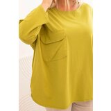 Kesi Włoski Women's Plus Size blouse with cotton, featuring a pocket and rolled sleeves kiwi | Shoptok.si