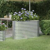 vidaXL visoka greda iz prašno premazanega jekla 114x40x68 cm srebrna | Shoptok.si