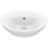 vidaXL Razkošen umivalnik ovalen mat bel 58,5x39 cm keramika | Shoptok.si