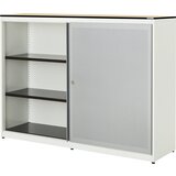 mauser Omara z drsnimi vrati, akustični učinek, plošča s polnim jedrom, VxŠxG 1168 x 1600 x 432 mm, 2 x 2 polici, čista bela / aluminijasto siva / jav | Shoptok.si