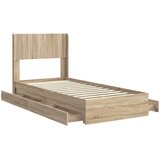  Krevetna konstrukcija s pohranom i uzglavljem Hrast sonoma Smeđa 90 x 200 cm | Shoptok.si