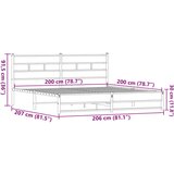 Metalni okvir kreveta bez madraca smeđa boja hrasta 200x200 cm | shoptok.hr