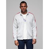 Ombre Men's sweatshirt with high collar and stripes - grey melange | ePonuda.com