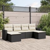  6-dijelni set vrtnih sofa s jastucima crni od poliratana | shoptok.hr