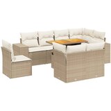 Maison Chic Seti vrtnega pohištva - Vrtna garnitura 9-delna z blazinami bež poli ratan, (21797062) | Shoptok.si