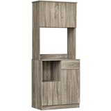 HOMCOM Moderna kredenca za kuhinjo ali jedilnico, lesena bifejeva omara z omaricami in predali, siva, 71x41x178cm, (20745528) | Shoptok.si
