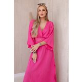 Kesi Włoski Muslin dress with embroidery at the waist pink | Shoptok.si