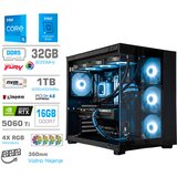 MEGA Računalnik MT S5 i5-14600K/RTX5060Ti-16GB/32GB-DDR5/1TB-4.0/750W/Brez OS/črna RGB Estetski napajalni kabli [Svetlo modra / Črna], (5000130877) Cene