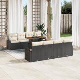 vidaXL Set vrtnih sofa od 9 komada s jastučićima crni poli ratan, 2-sjedalna vrtna sofa s skladištem i jastučićima crni poli ratan | shoptok.hr