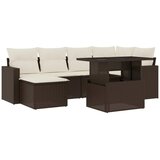  7-dijelni set vrtnih sofa od poliratana s jastucima smeđi | shoptok.hr