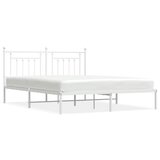 Maison Chic Kovinski Posteljni okvir - Dvoposteljna postelja - Zakonska postelja z vzglavjem bel 183x213 cm, (21693304) | Shoptok.si