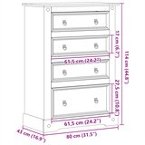  Ladičar Corona 80 x 43 x 114 cm od masivne borovine | shoptok.hr