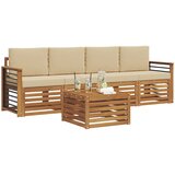  Set vanjskih sofa 5 kom. Prirodna i bež Čvrsto drvo akacije | shoptok.hr