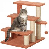 PawHut Stopnice za hišne ljubljenčke s praskalko, 3-stopenjske mačje stopnice, rjave, 45 x 40 x 48 cm, (5000240294) | Shoptok.si