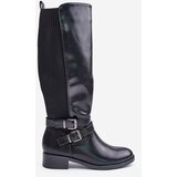 Boto Knee High Women's Boots with Flat Heels and Buckles Black Lotina | ePonuda.com