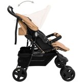  Otroški voziček za dvojčke taupe jeklen, (20802392) | Shoptok.si