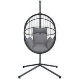  Viseči stol jajček s stojalom siv ratan in jeklo, (21814839) | Shoptok.si
