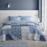 Bianca Plavi pamučan prošiven prekrivač 220x230 cm Floral Patchwork – Cijene