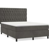  Box spring postelja z vzmetnico temno siva 140x200 cm žamet, (20790523) | Shoptok.si