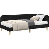  Kutni okvir kreveta s madracem Crna 90 x 190 cm tkanina | shoptok.hr