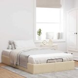 vidaXL Otomanski posteljni okvir brez vzmetnice krem 120x200 cm blago | Shoptok.si