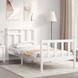 Maison Chic Posteljni okvir - Enojna postelja - Postelja za odrasle brez vzmetnice bel 90x200 cm trdna borovina-J7051, (21771362) | Shoptok.si