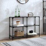 Maison Chic konzolna miza - miza ob steni s črno stekleno površino 118,5x30x81 cm jeklo, (21785886) | Shoptok.si