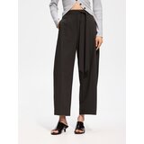 Reserved Hlače barrel leg s vezanjem - prljavozeleno | shoptok.hr