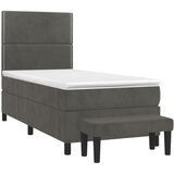 Box spring krevet s madracem tamnosivi 90x190 cm baršunasti | shoptok.hr
