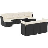  10-dijelni set vrtnih sofa s jastucima crni od poliratana | shoptok.hr