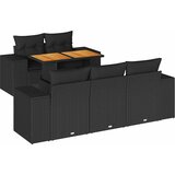  6-dijelni set vrtnih sofa s jastucima crni od poliratana | shoptok.hr
