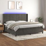Maison Chic Box spring postelja - Vzmetna postelja z vzmetnico LED temno siva 200x200 cm žamet SL9653, (21902359) | Shoptok.si
