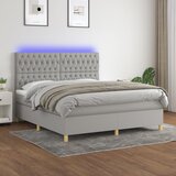 The Living Store Box spring postelja z vzmetnico LED sv. siva 160x200 cm blago - Box Spring Postelja, (21515957) Cene