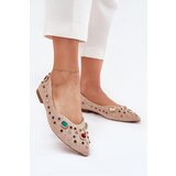 Boto Women's Ballerinas Decorated With Crystals Beige Valena | shoptok.hr