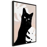  Slika - Cat in Monsteras (1 Part) Vertical 80x120 U crnom drvenom okviru | shoptok.hr
