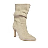 Fox Shoes R404020302 Women's Beige Suede Slim Heeled Pleated Boots | Shoptok.si