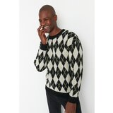 Trendyol Men's Regular Fit Crew Neck Checkered Patterned Knitwear Sweater Cene